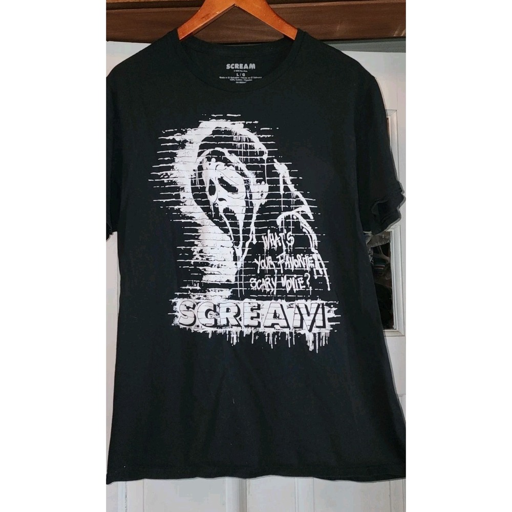 OFFICIAL SCREAM GHOSTFACE WHAT'S YOUR FAVOURITE SCARY MOVIE? T-SHIRT  SIZE L